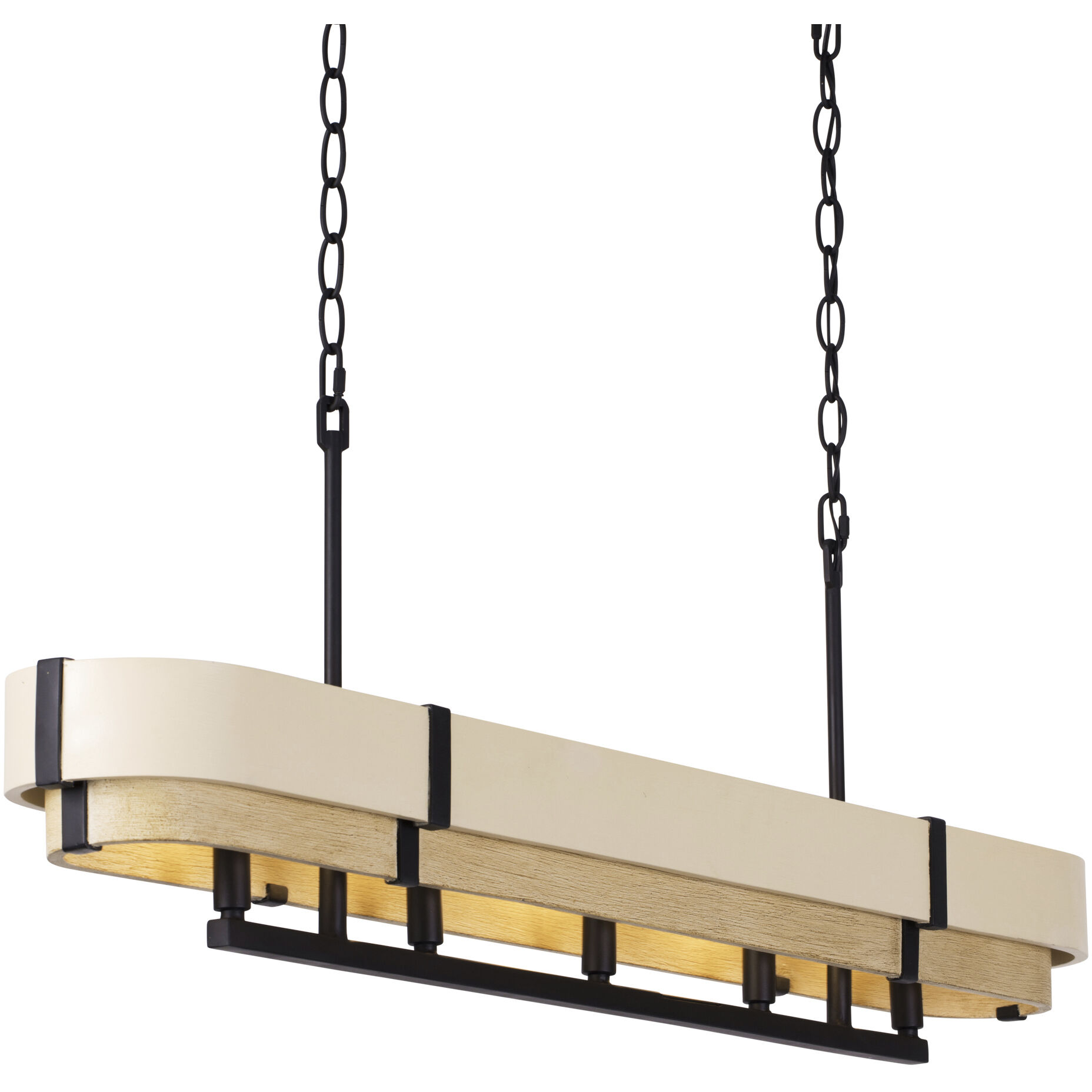 Blonde Moment 5 Light 46.25 inch Matte Black and Honey with Medium Oak Linear Pendant Ceiling Light