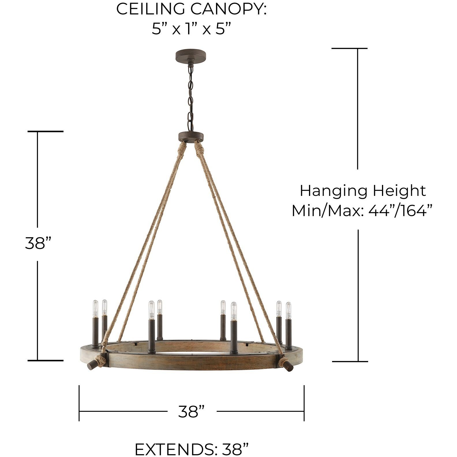 Tybee 8 Light 38 inch Nordic Grey Chandelier Ceiling Light