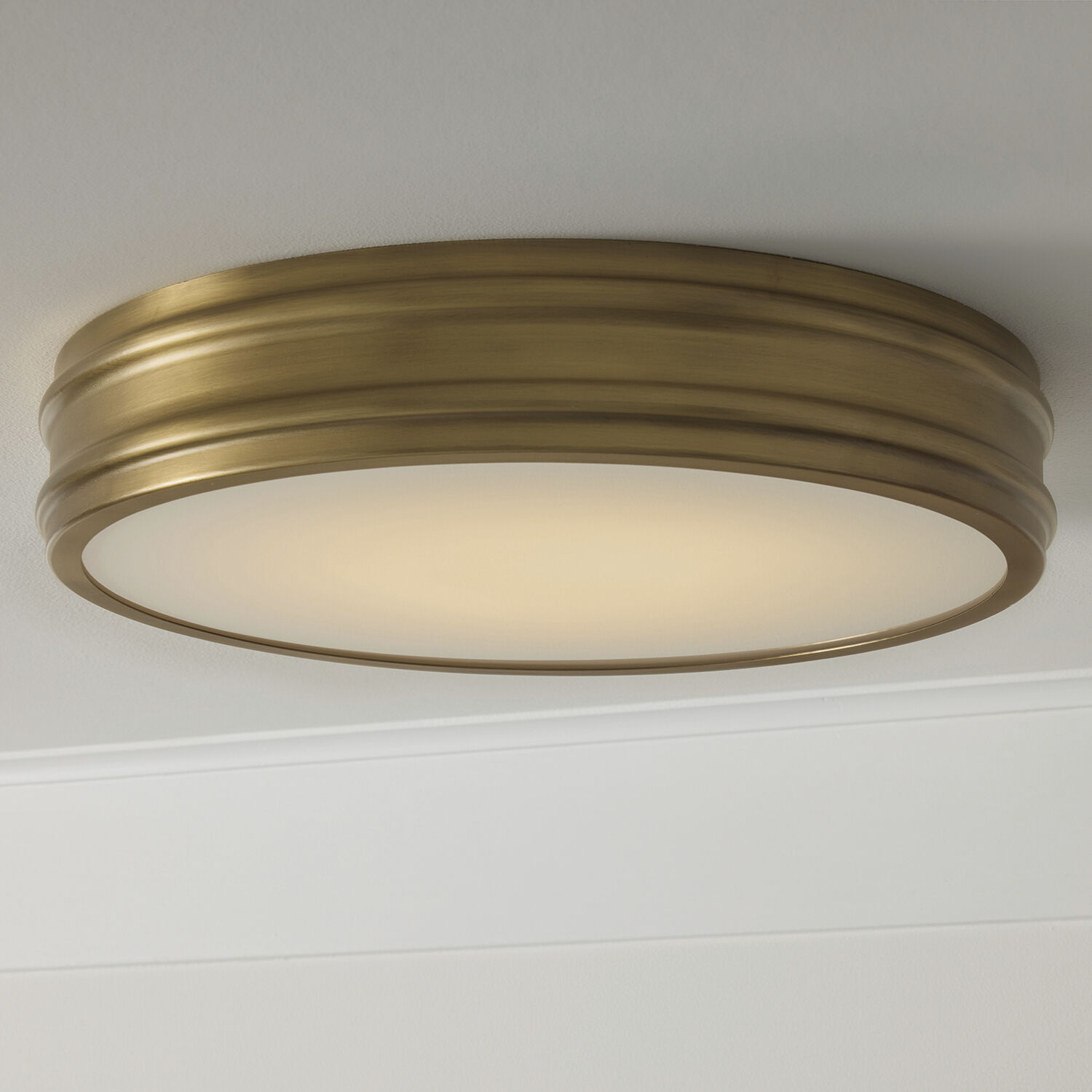 Vale LED 16 inch Aged Brass Flush Mount Ceiling Light