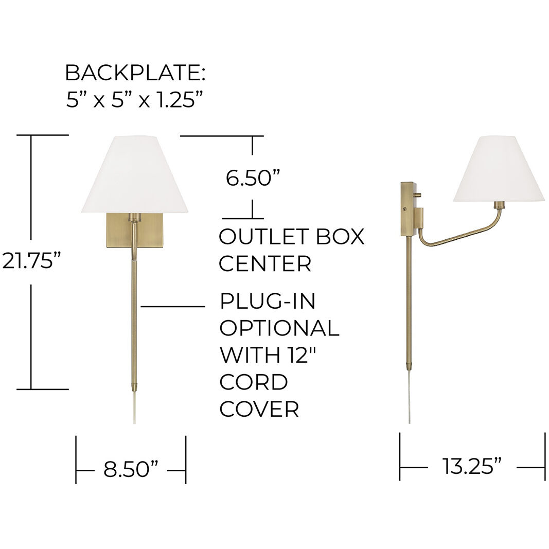 Chadwick Sconce Wall Light in Aged Brass