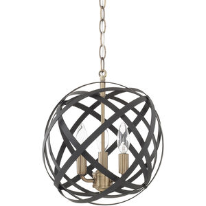 Axis 3 Light 13 inch Aged Brass and Black Pendant Ceiling Light in (None)