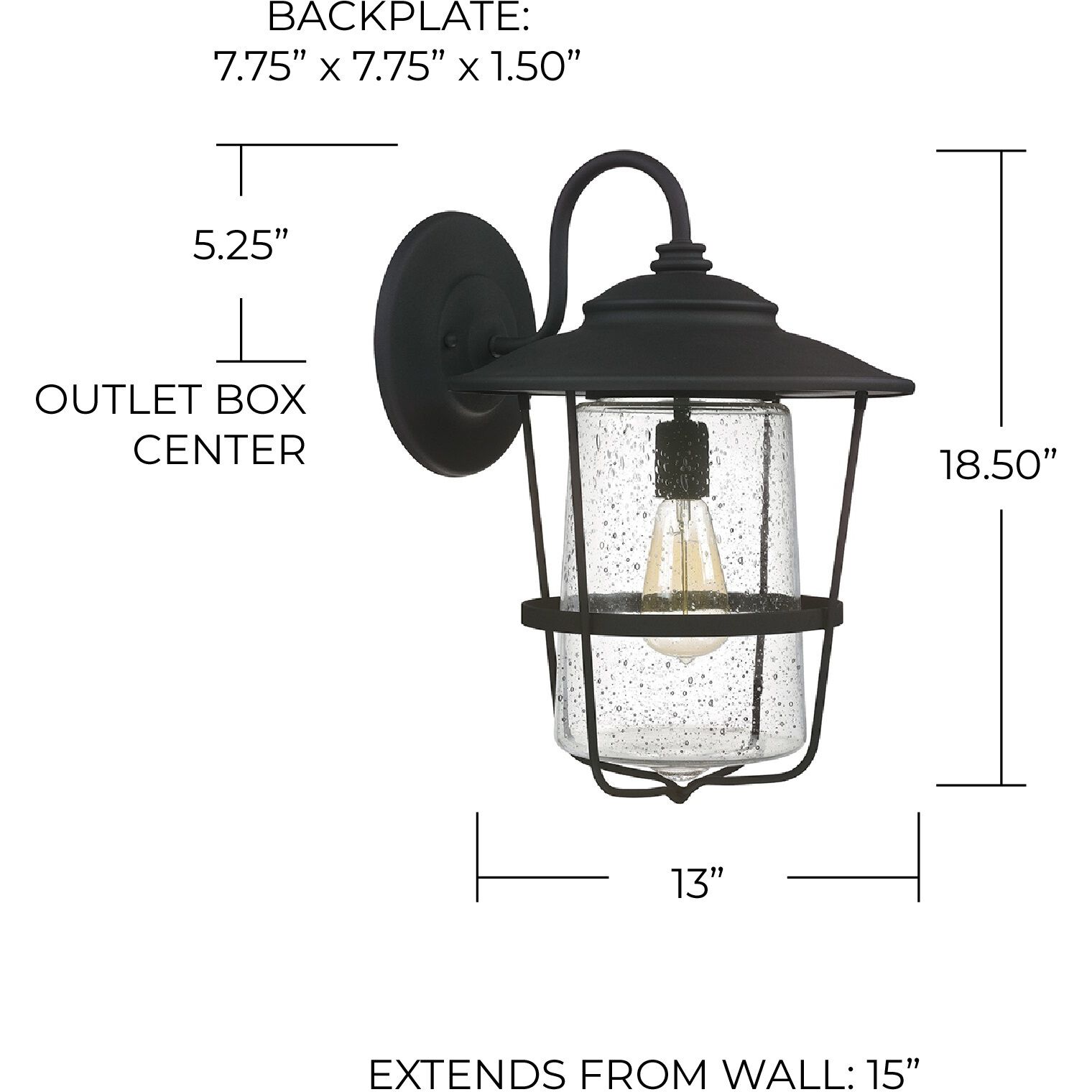 Creekside 1 Light 19 inch Black Outdoor Wall Lantern