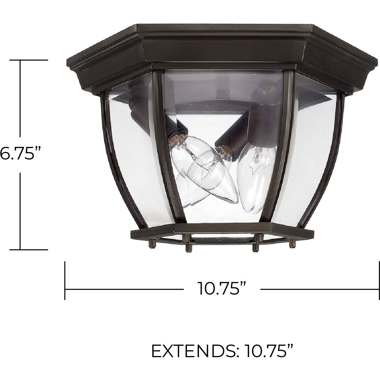 Outdoor 3 Light 11 inch Old Bronze Outdoor Flush Mount