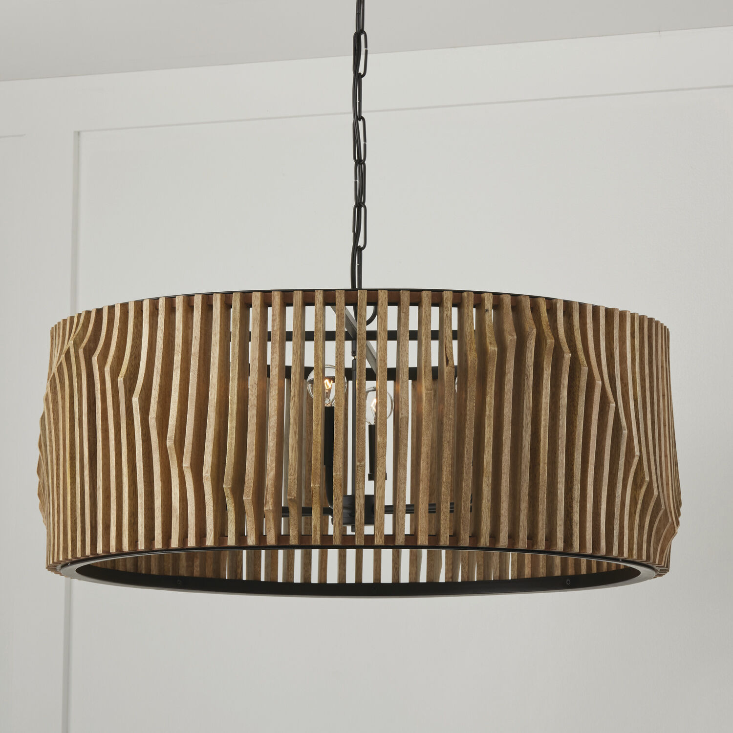 Archer 6 Light 32.25 inch Light Wood and Matte Black Pendant Ceiling Light