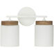 Liam 2 Light 14 inch Light Wood and White Vanity Light Wall Light