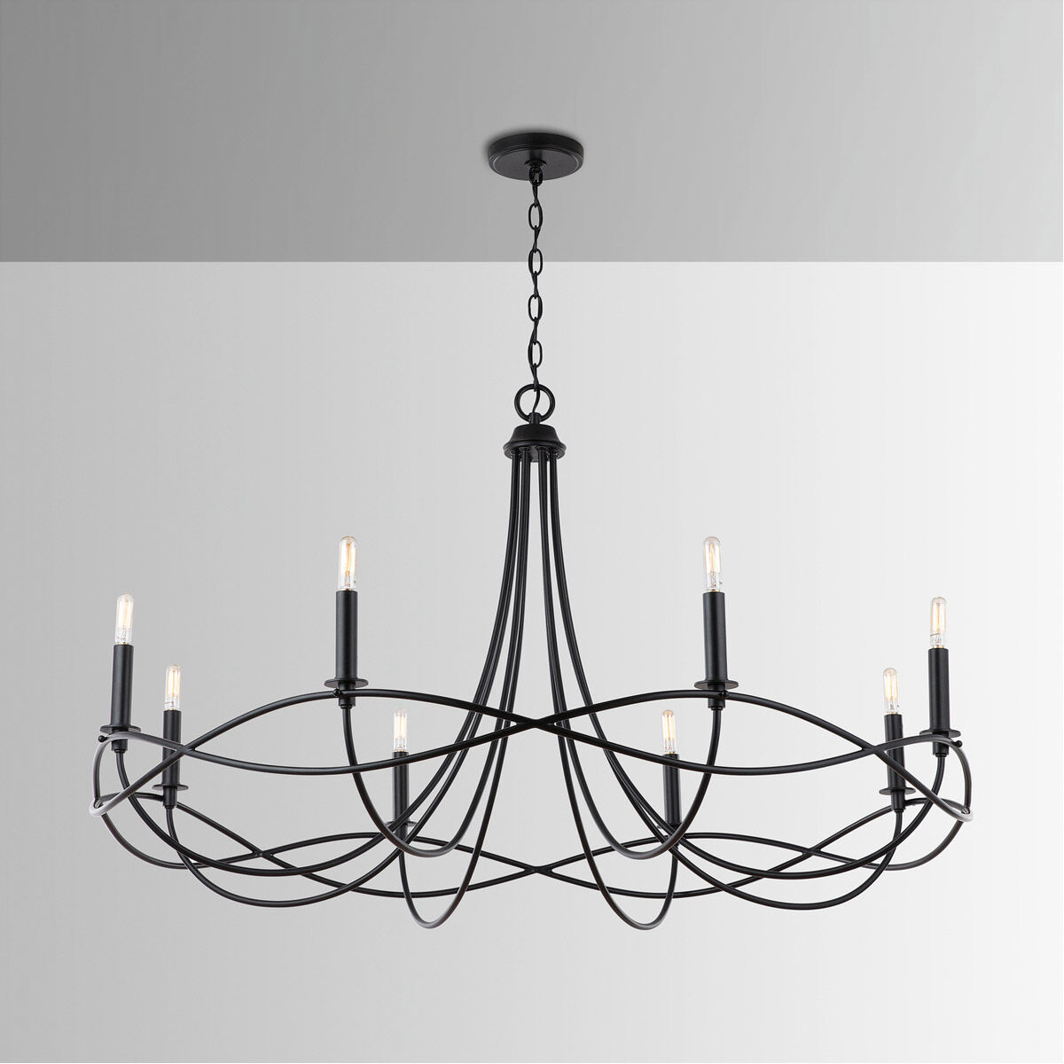 Sonnet 8 Light 45 inch Matte Black Chandelier Ceiling Light