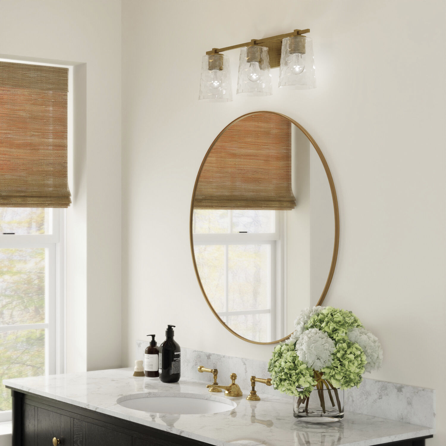 Burke 3 Light 24 inch Aged Brass Vanity Light Wall Light