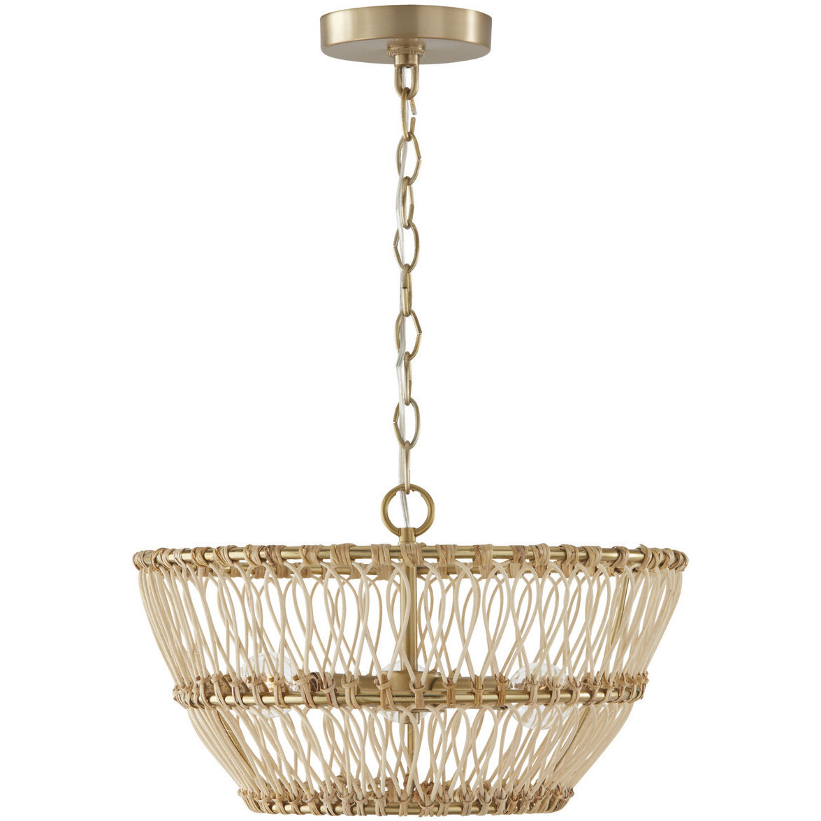 Wren 3 Light 16 inch Matte Brass Semi-Flush Mount Ceiling Light, Convertible Dual Mount