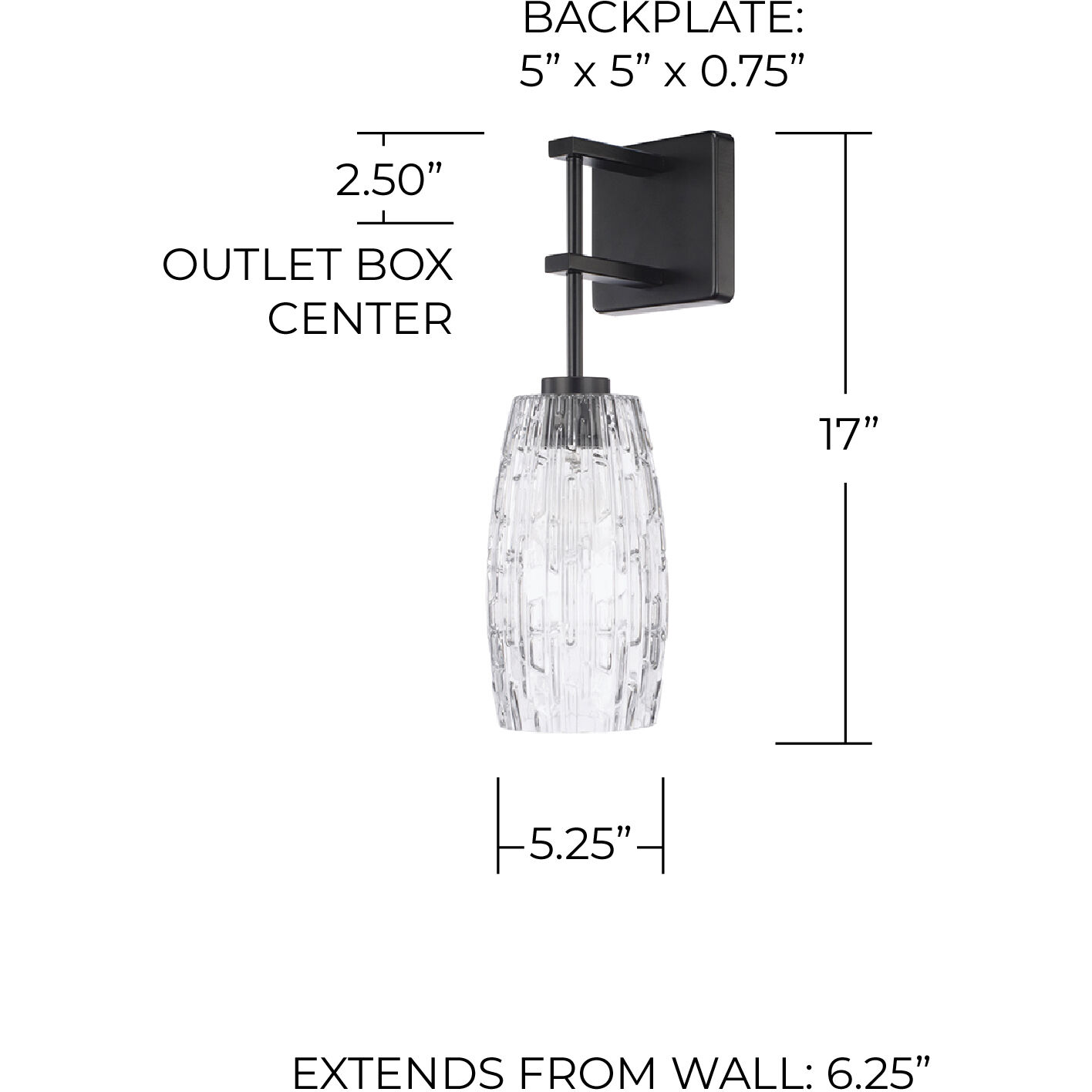 Casper 1 Light 5.25 inch Matte Black Sconce Wall Light