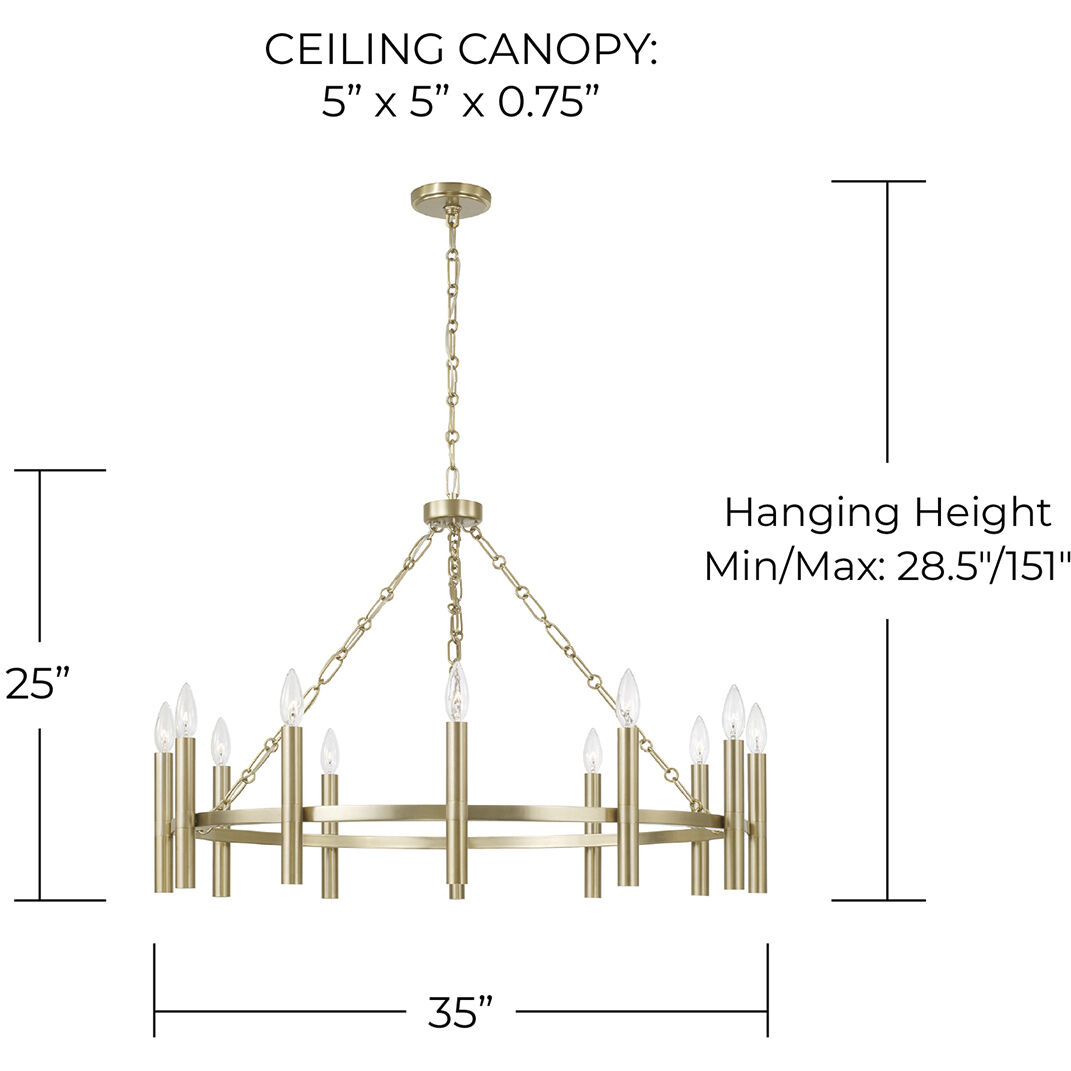 Winton 12 Light 35 inch Matte Brass Chandelier Ceiling Light