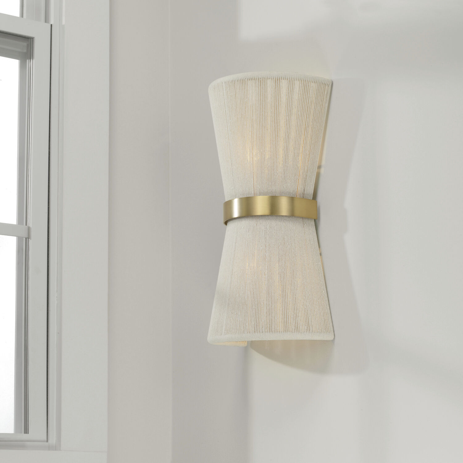 Cecilia 2 Light 8.75 inch Bleached Natural Rope and Patinaed Brass Sconce Wall Light