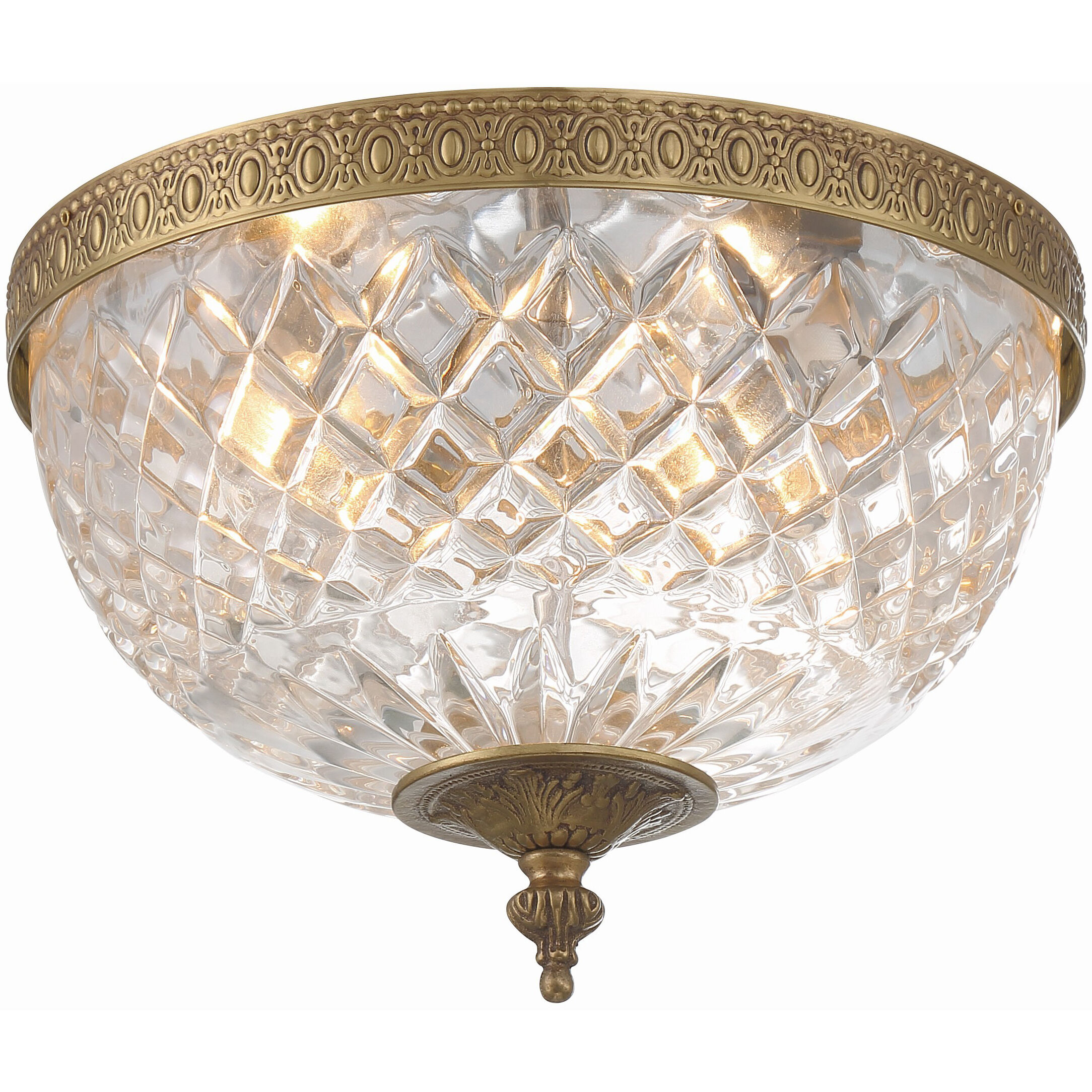 Radley 3 Light 12 inch Olde Brass Flush Ceiling Light