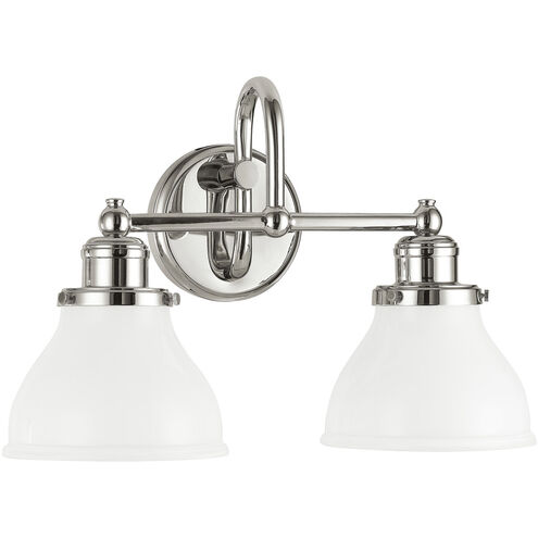 Baxter 2 Light 16 inch Polished Nickel Vanity Light Wall Light in Milk