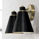 Bradley 2 Light 15 inch Aged Brass and Black Vanity Light Wall Light