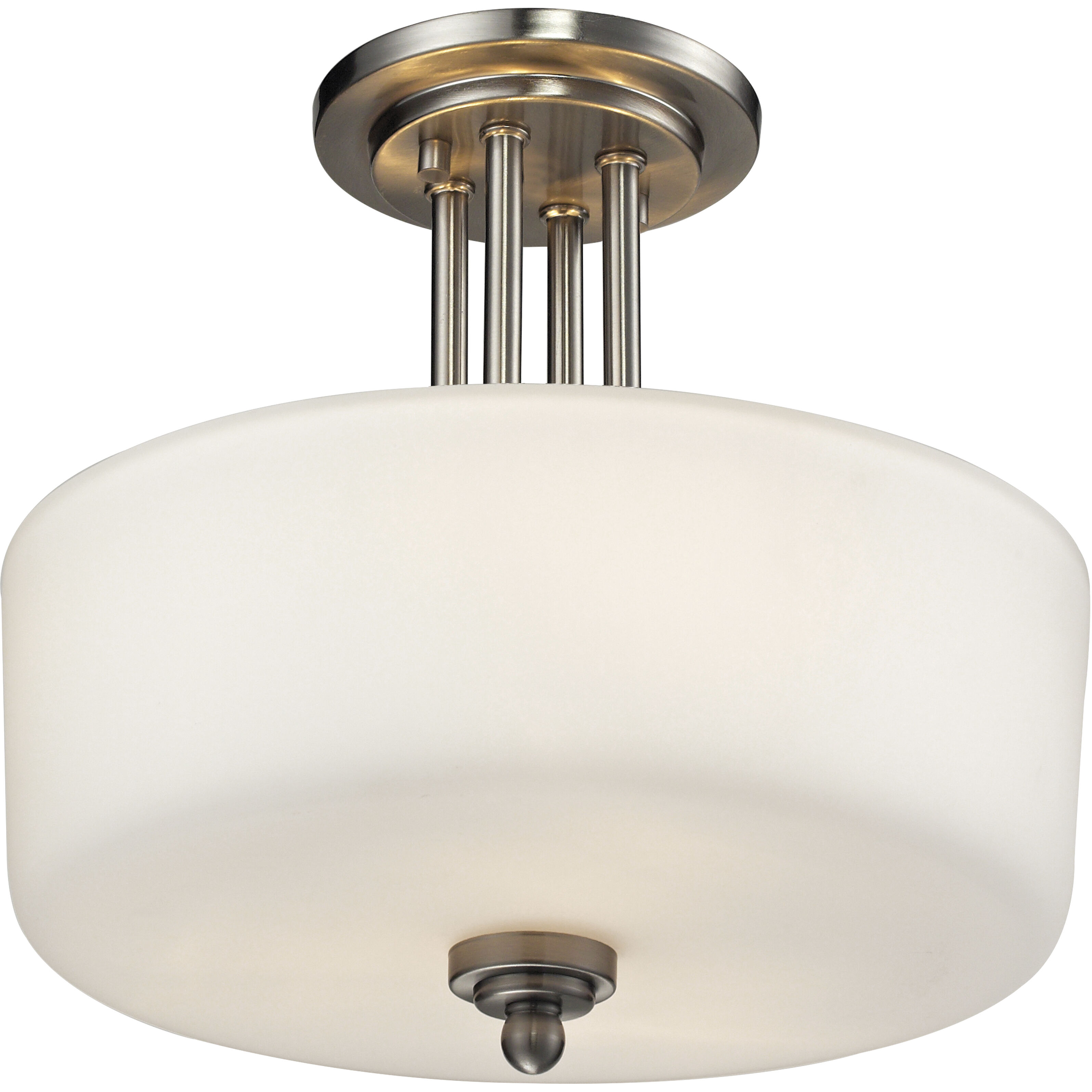 Cardinal 3 Light 13 inch Brushed Nickel Semi Flush Mount Ceiling Light