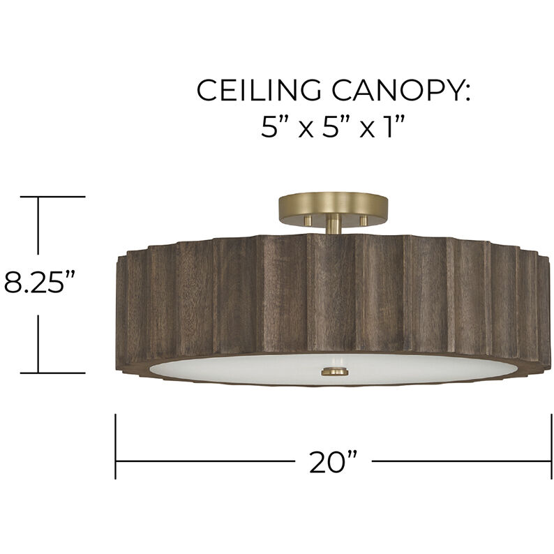 Cody 4 Light 20 inch Matte Brass Semi-Flush Mount Ceiling Light