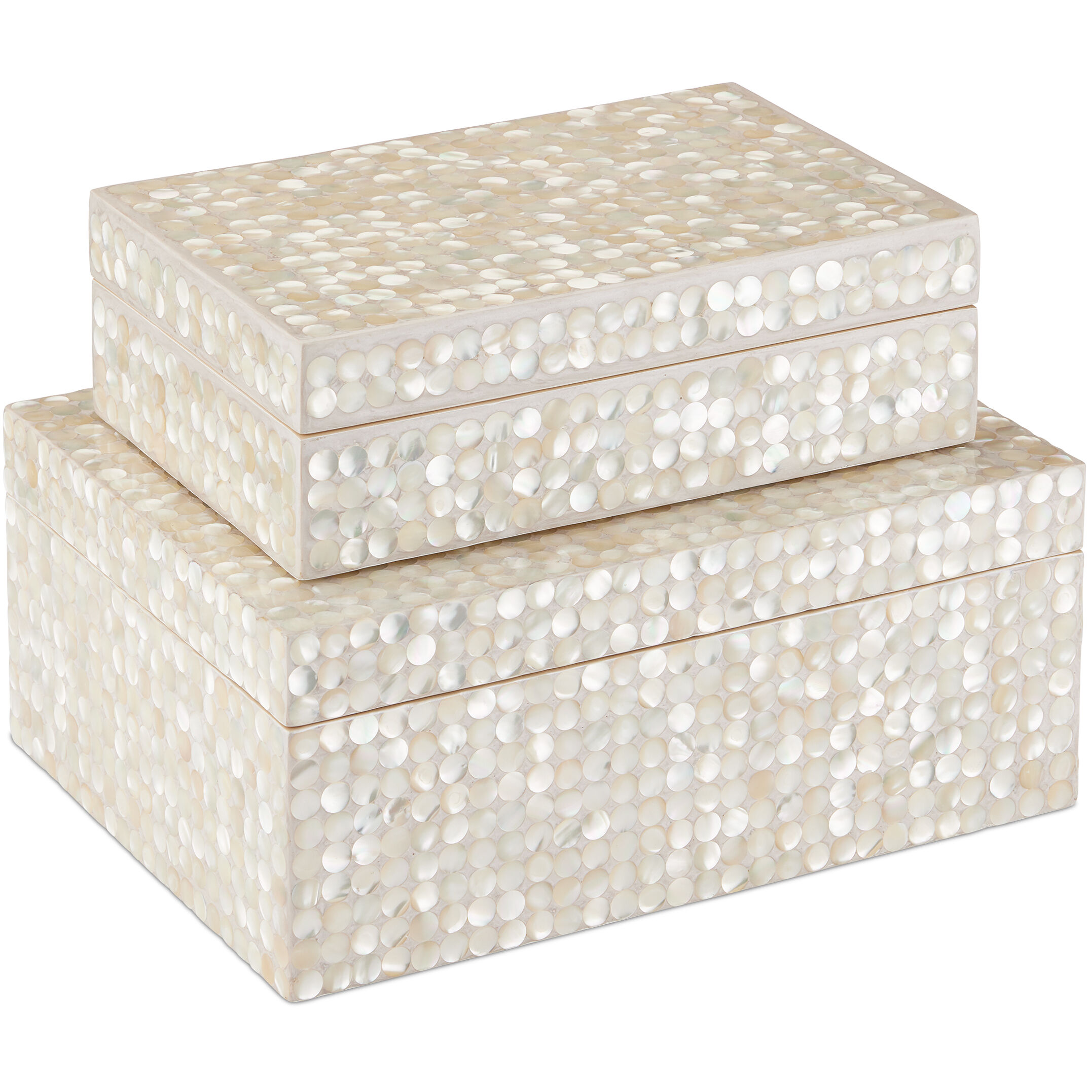 Gerri Dot 13 inch Natural/Cream Boxes, Set of 2