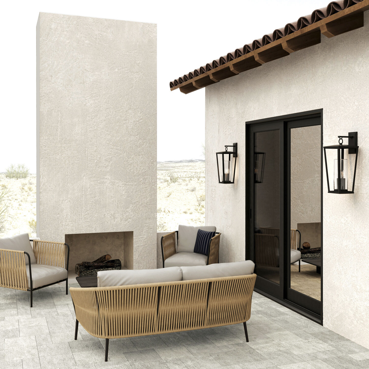 Elliott 3 Light 23.75 inch Black Outdoor Wall Lantern