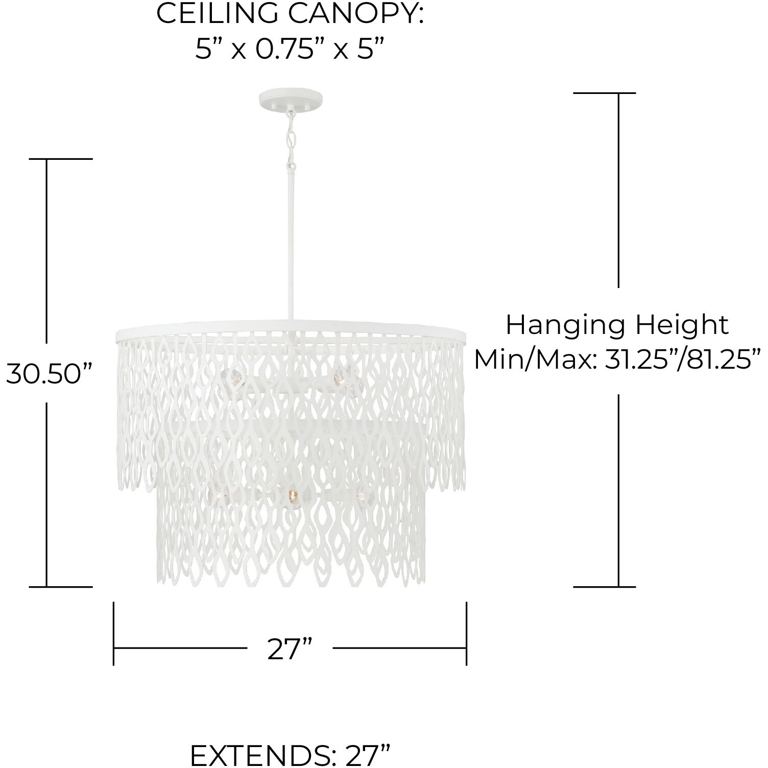 Pheobe 7 Light 27 inch Matte White Pendant Ceiling Light