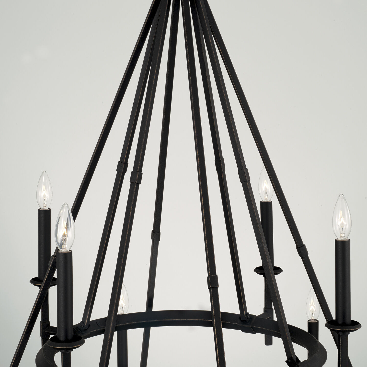 Ogden 12 Light 48 inch Brushed Black Iron Chandelier Ceiling Light