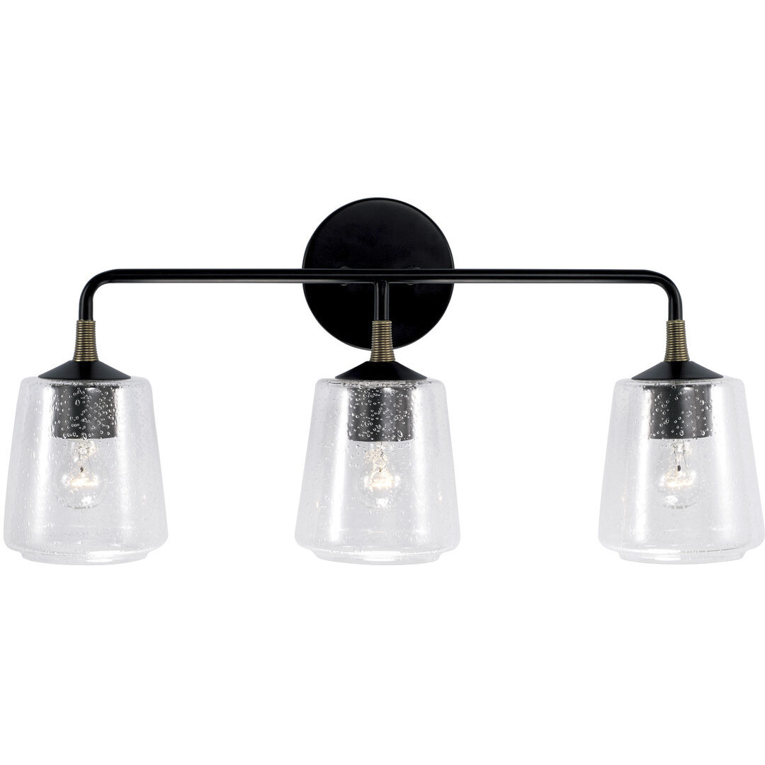 Amara 3 Light 24 inch Matte Black with Brass Vanity Light Wall Light