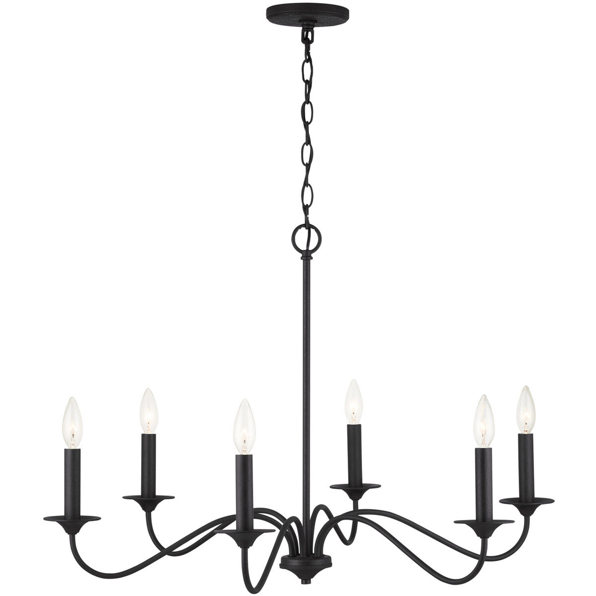 Vincent 6 Light 32 inch Black Iron Chandelier Ceiling Light