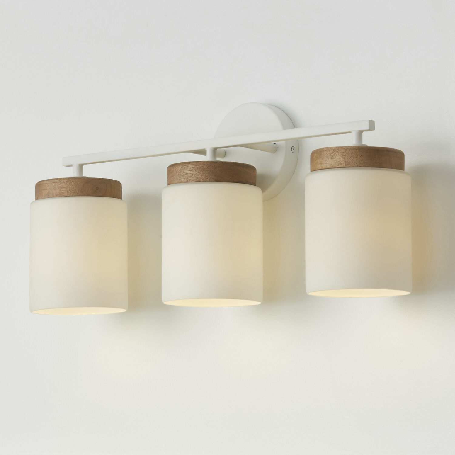 Liam 3 Light 23.5 inch Light Wood and White Vanity Light Wall Light