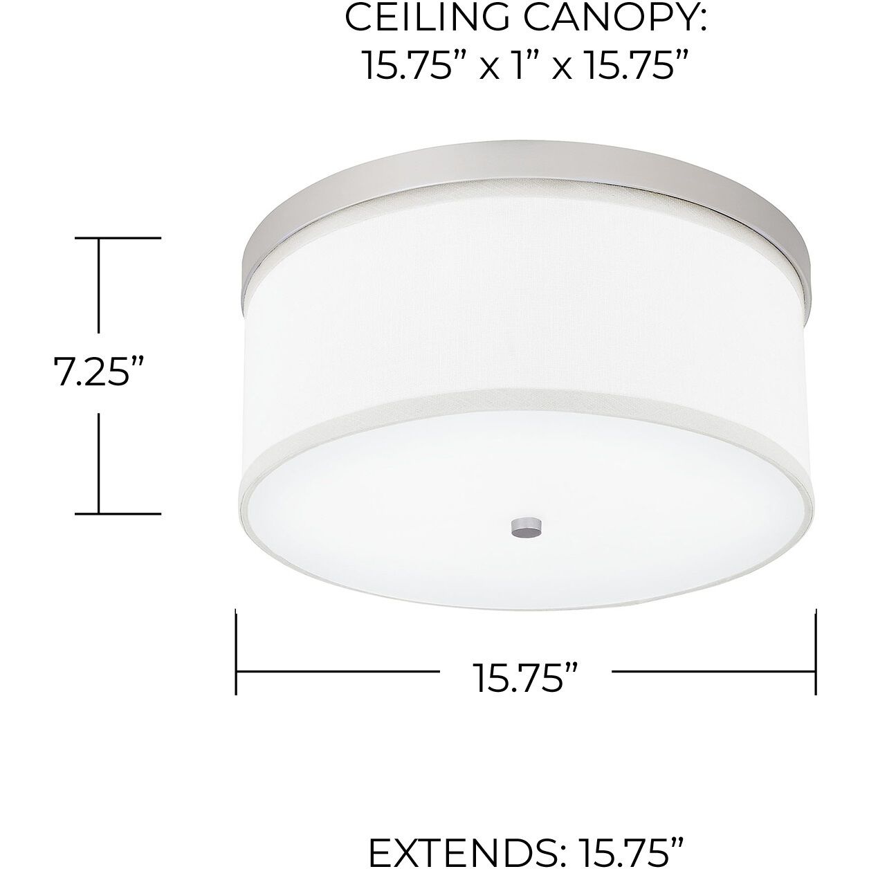 Midtown 3 Light 16 inch Matte Nickel Flush Mount Ceiling Light in White Fabric Shade