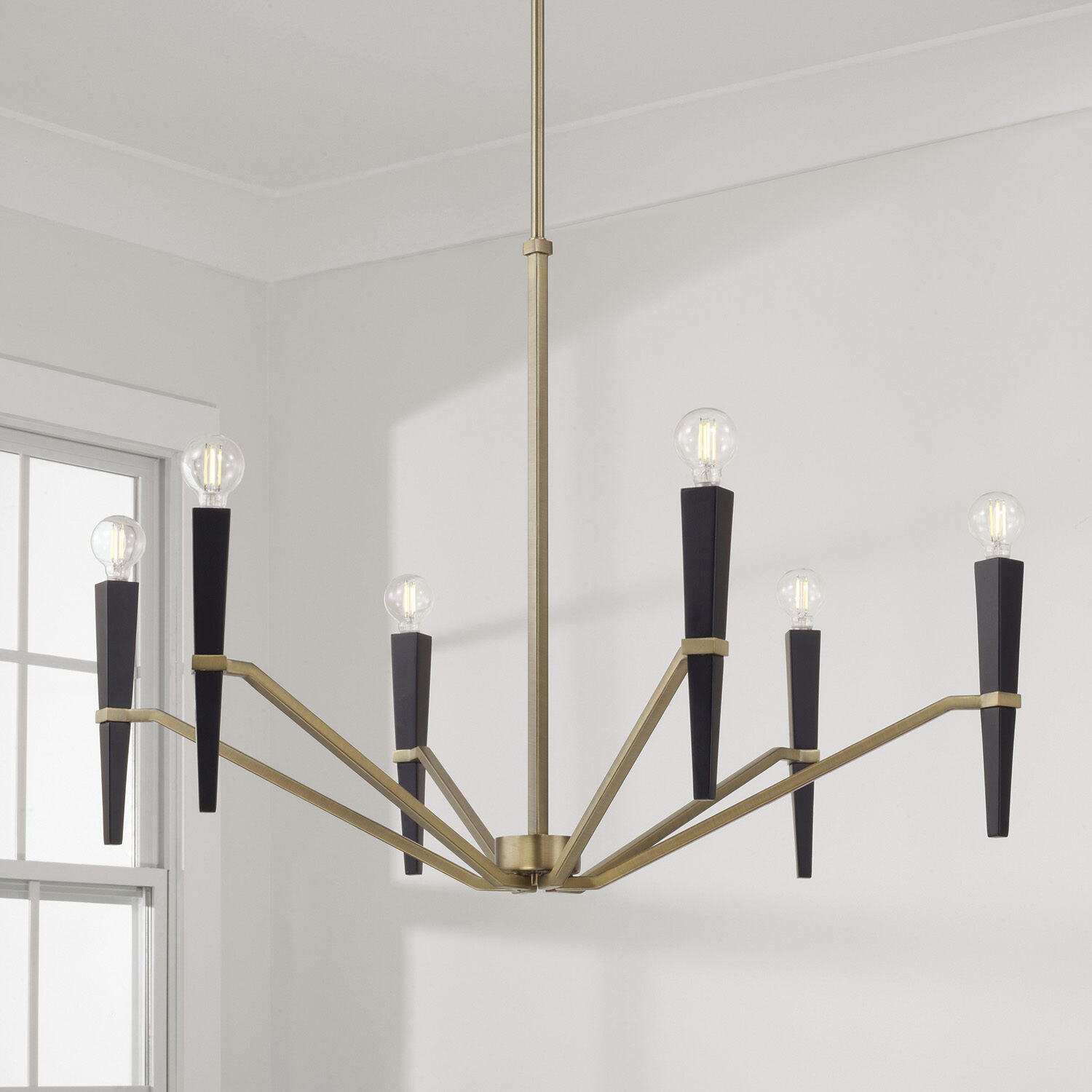 Enzo 6 Light 33 inch Aged Brass and Black Chandelier Ceiling Light