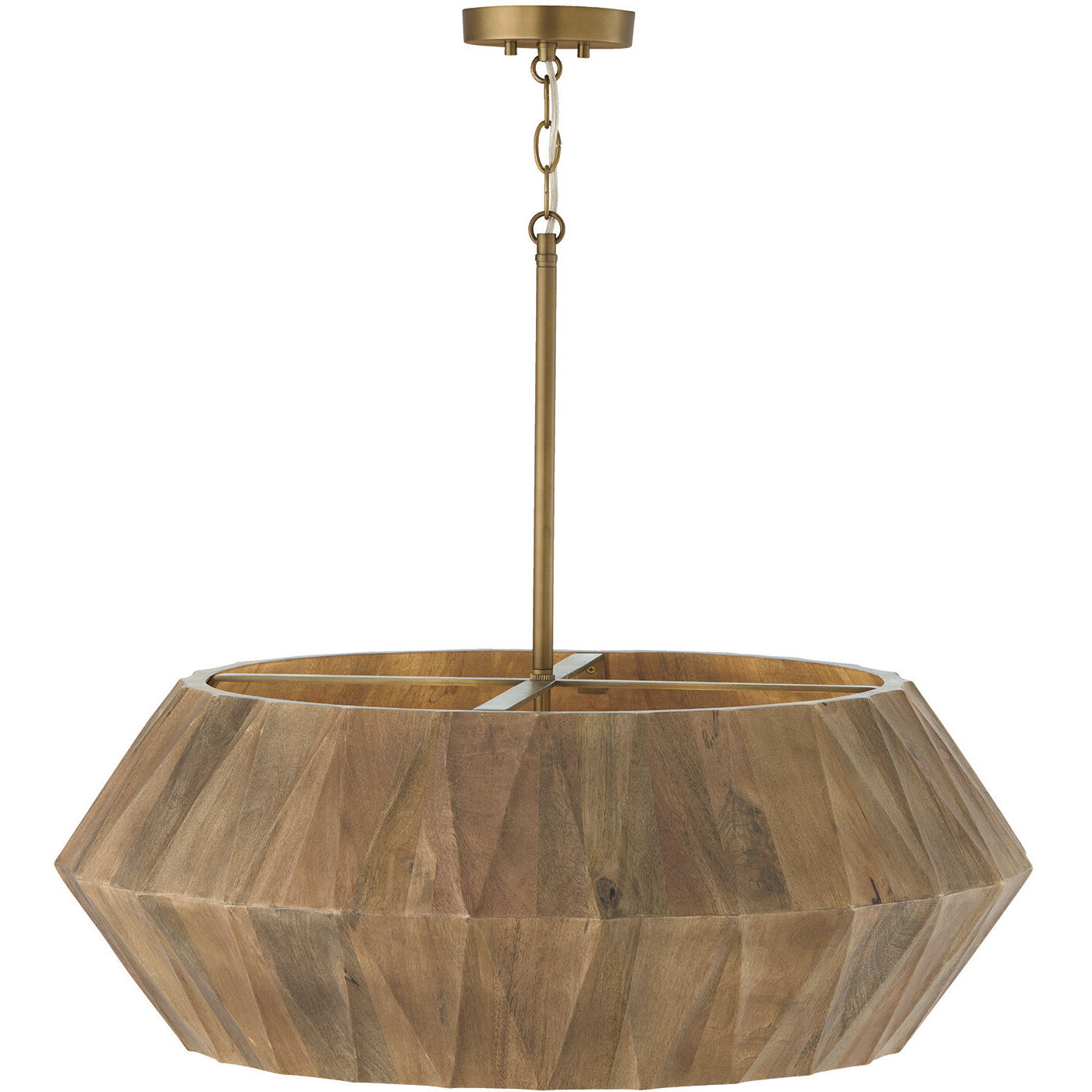 Nadeau 6 Light 29 inch Light Wood and Patinaed Brass Pendant Ceiling Light