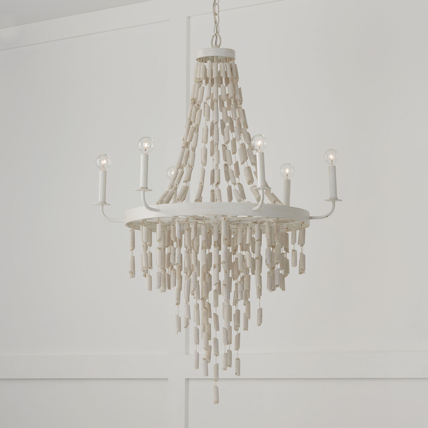 Carissa 6 Light 31 inch Organic White Chandelier Ceiling Light