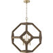 Geo 4 Light 24 inch Nordic Wood and Matte Brass Pendant Ceiling Light