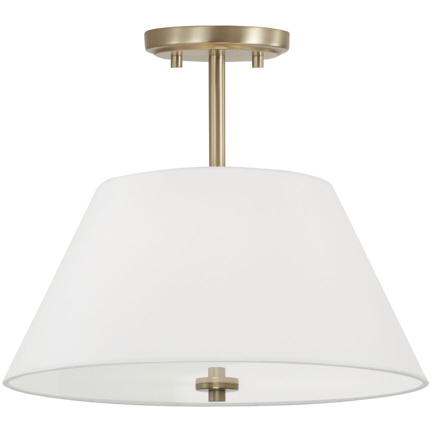 Parson 3 Light 15 inch Matte Brass Semi-Flush Ceiling Light, Convertible Dual Mount