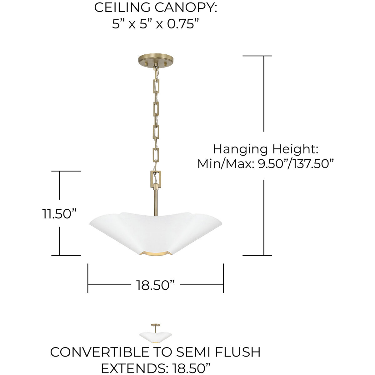 Maeve 4 Light 18.5 inch Matte Brass and White Pendant Ceiling Light