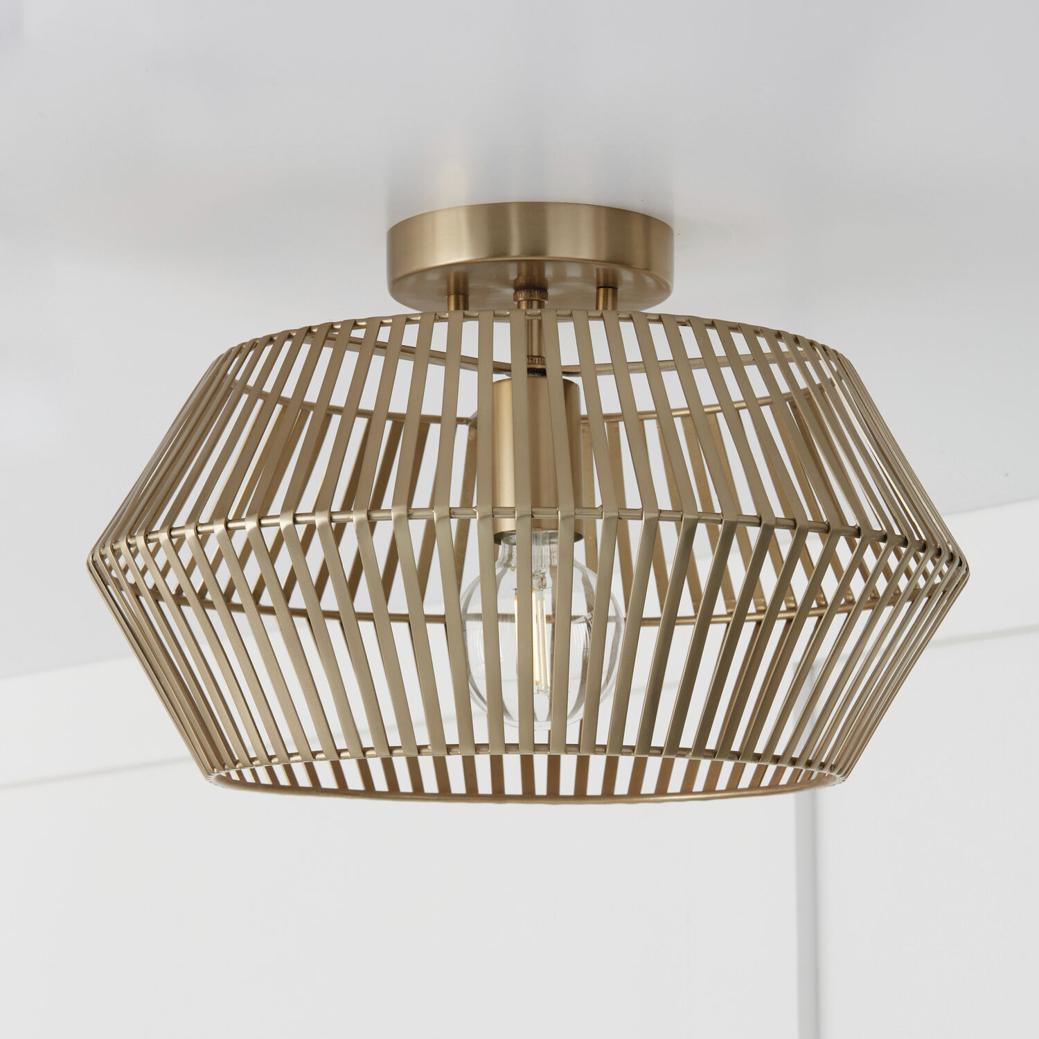 Kaiya 1 Light 15.5 inch Matte Brass Semi-Flush Ceiling Light