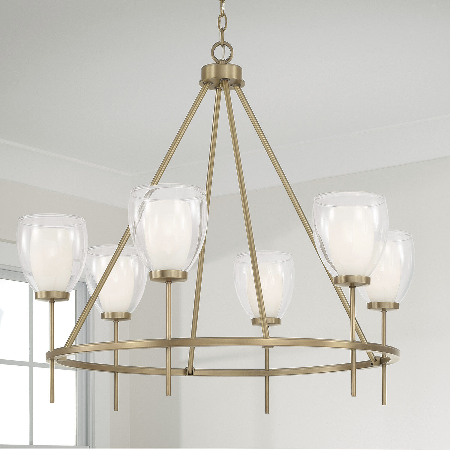 Joss 6 Light 34.5 inch Aged Brass Chandelier Ceiling Light