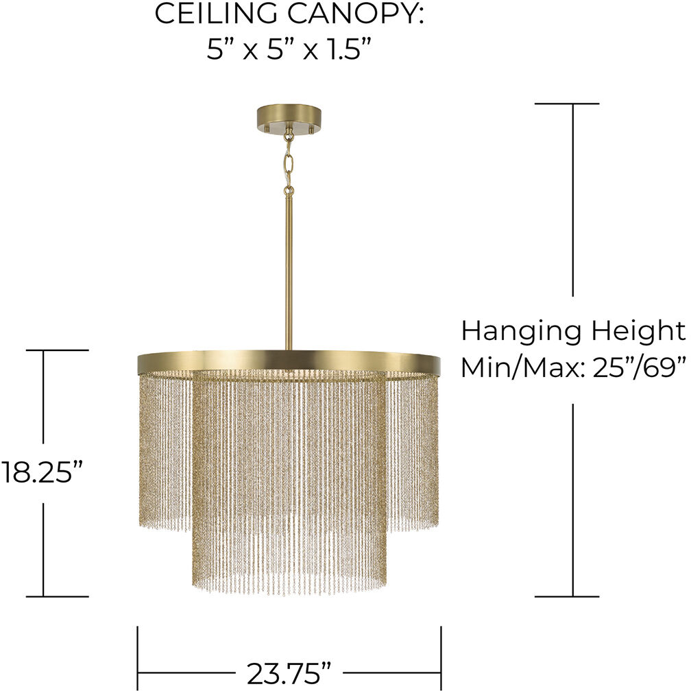 Rae LED 23.75 inch Aged Brass Pendant Ceiling Light