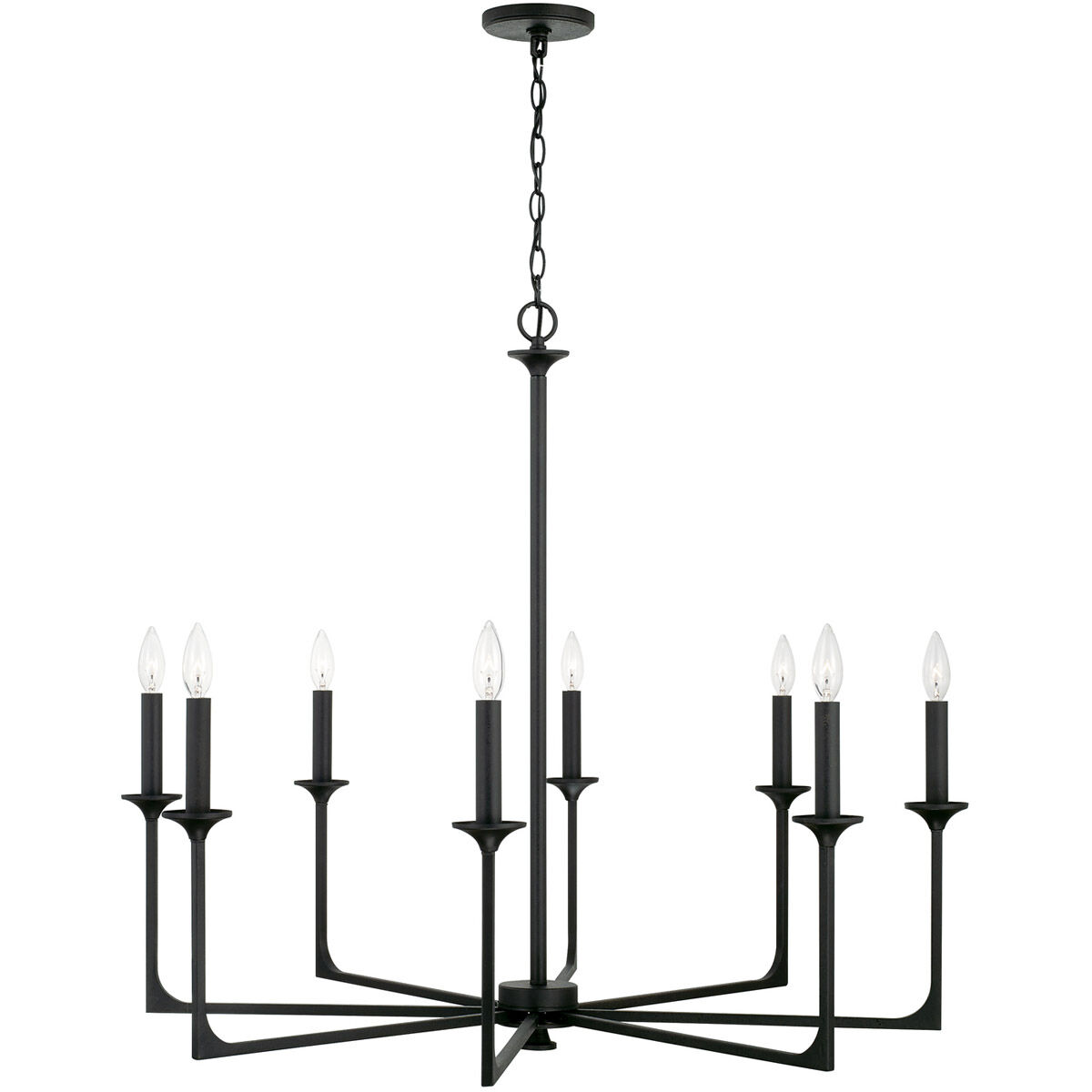 Clint 8 Light 38 inch Black Iron Chandelier Ceiling Light