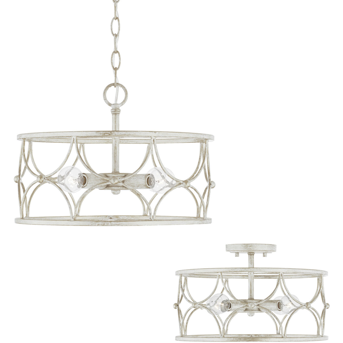 Ricci 4 Light 15.25 inch Winter White Semi-Flush Mount Ceiling Light, Convertible Dual Mount