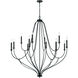 Bentley 12 Light 52 inch Black Iron Chandelier Ceiling Light
