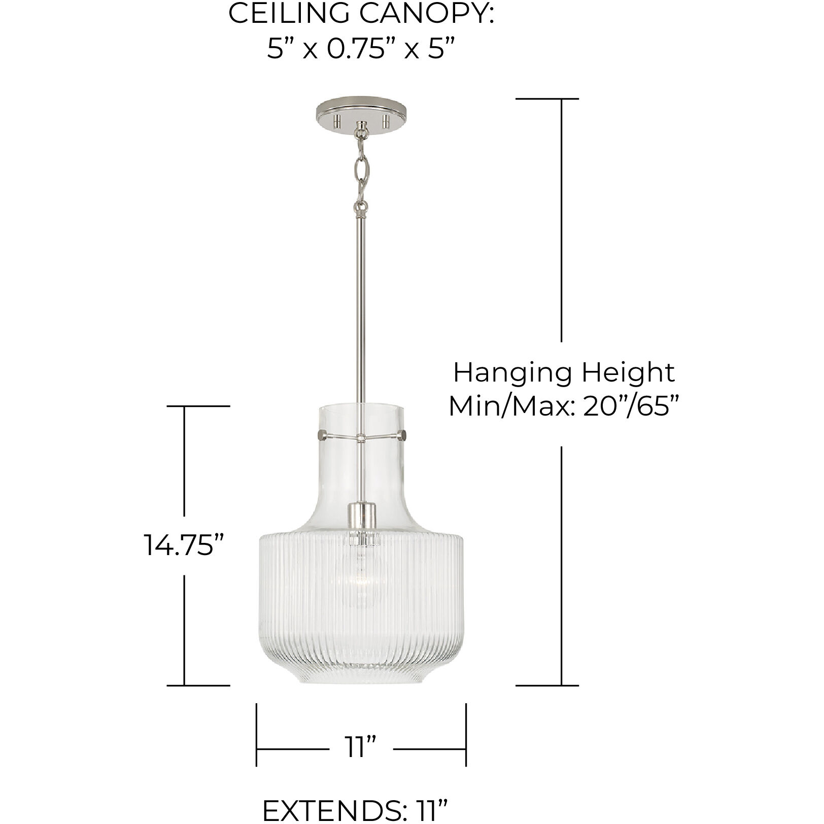 Nyla 1 Light 11 inch Polished Nickel Pendant Ceiling Light