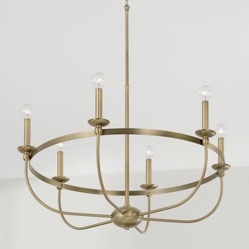 Rylann 6 Light 30 inch Aged Brass Chandelier Ceiling Light