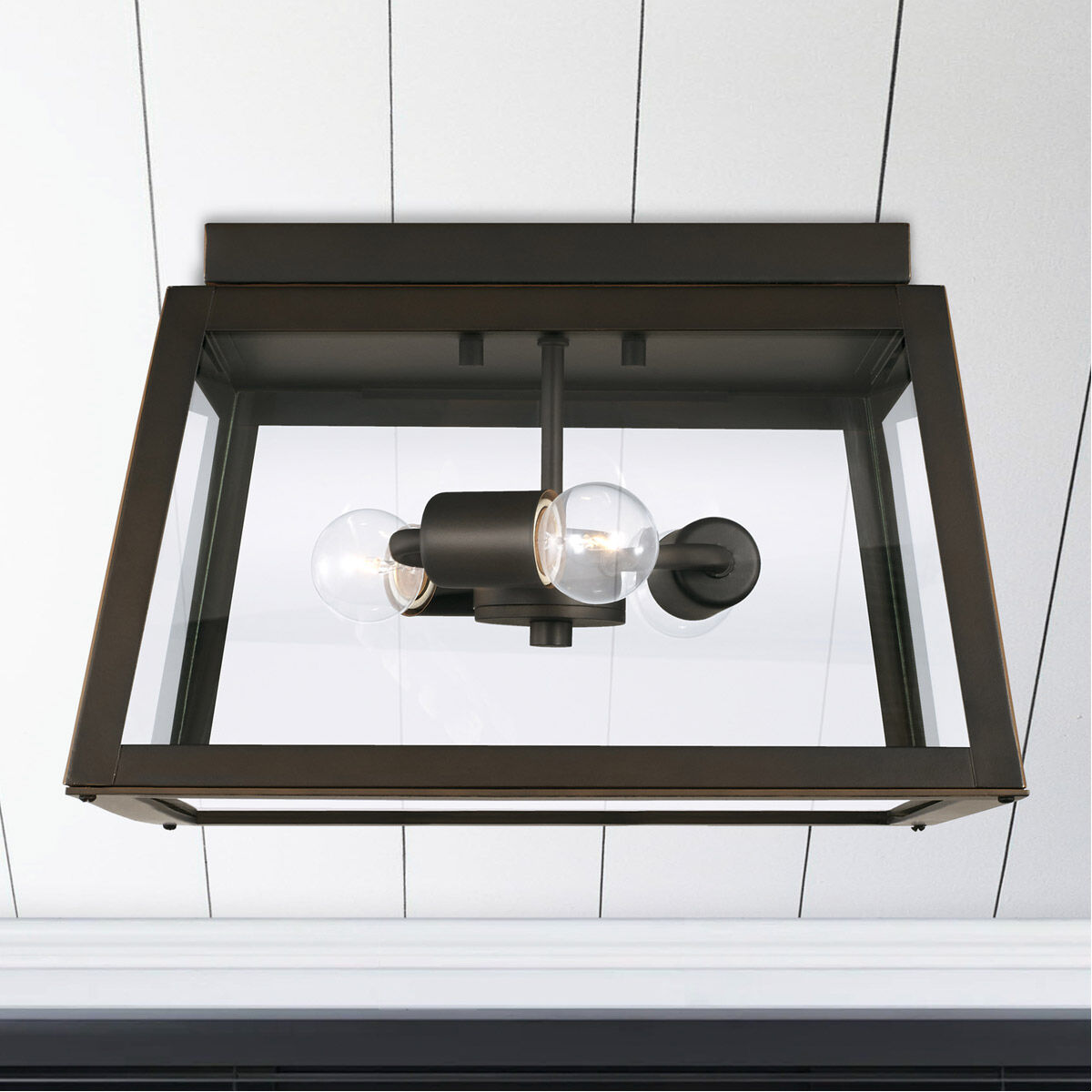 Leighton 3 Light 15 inch Oiled Bronze Outdoor Flush Mount