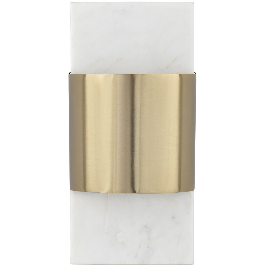 Sidney LED 6.25 inch White Marble and Matte Brass Sconce Wall Light