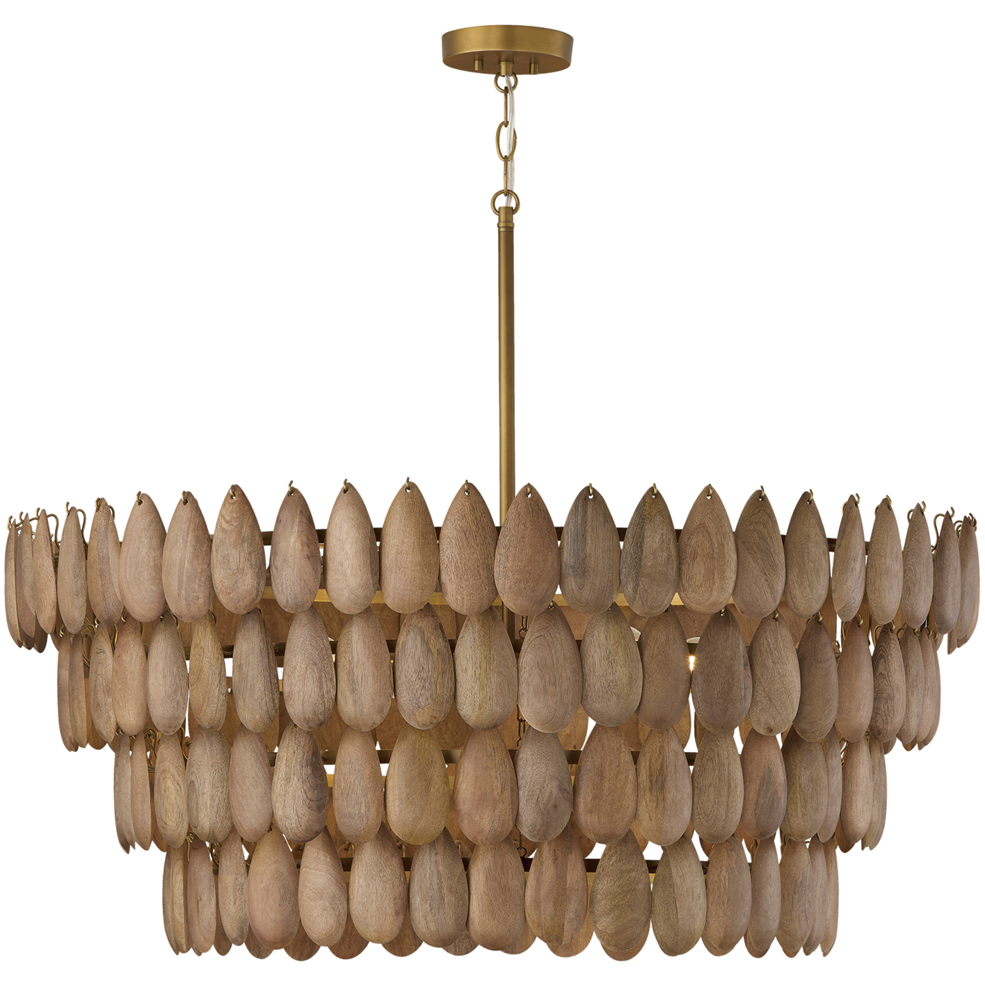 Ravi 6 Light 36.5 inch Light Wood and Patinaed Brass Pendant Ceiling Light