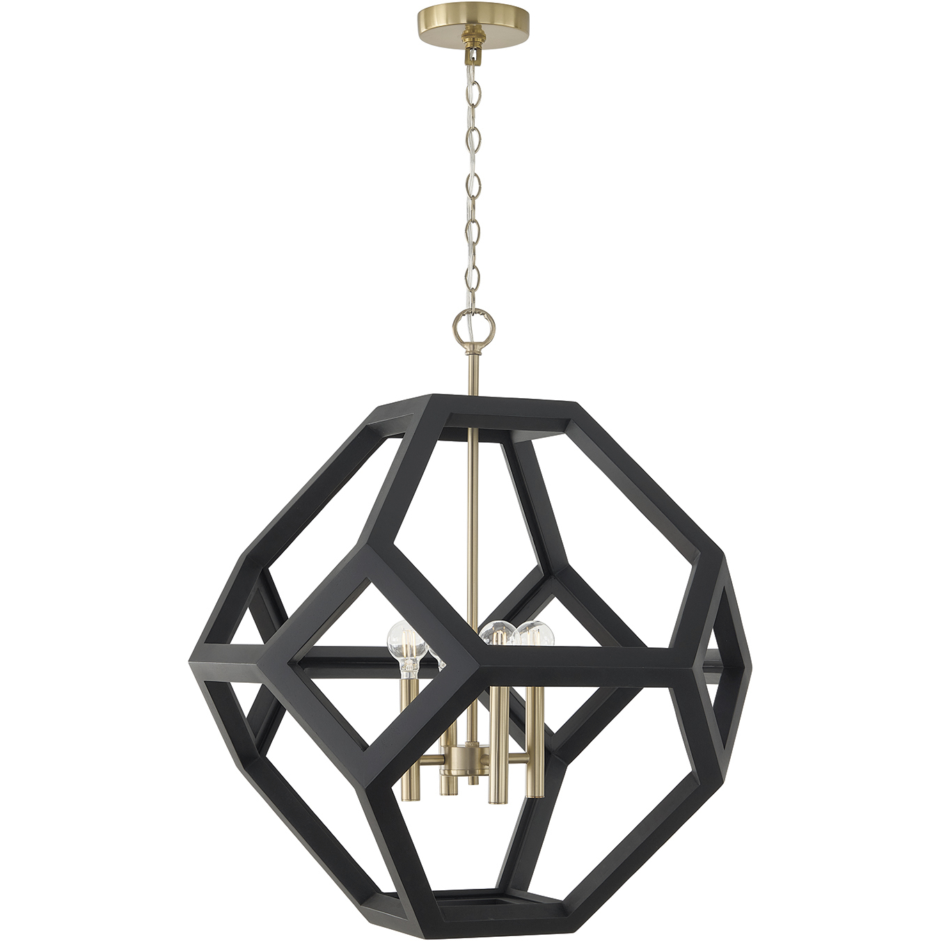 Geo 4 Light 24 inch Flat Black and Matte Brass Pendant Ceiling Light