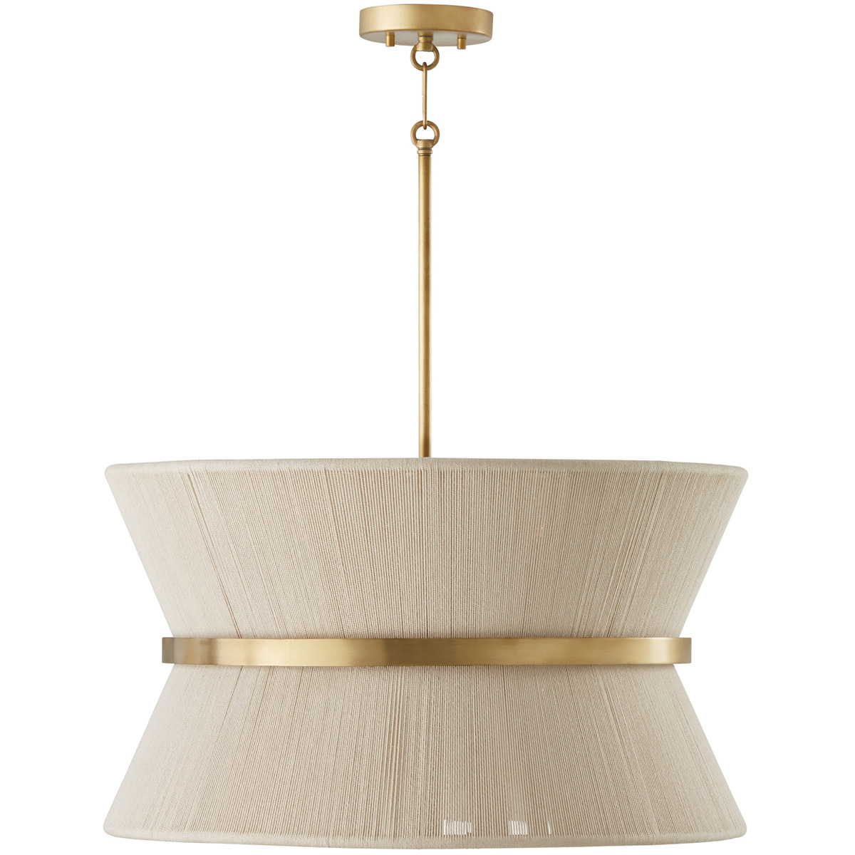 Capital Lighting 341281NP Cecilia - 8 Light Pendant Bleached Natural Rope/Patinaed Brass