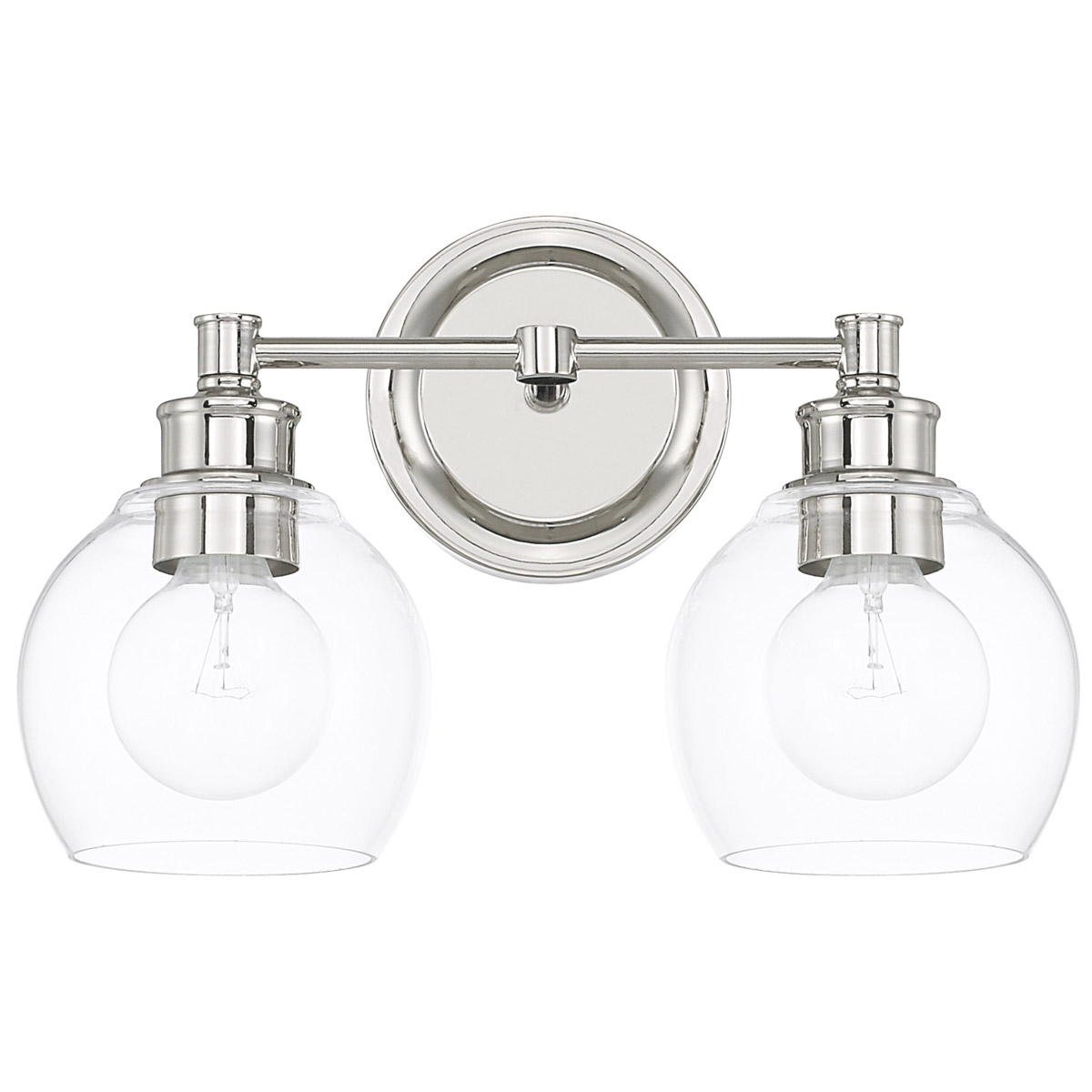 Mid Century 2 Light 14.5 inch Polished Nickel Vanity Light Wall Light
