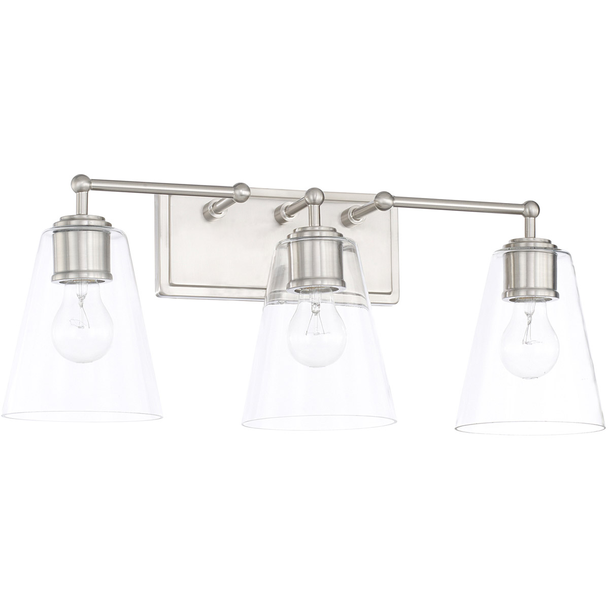 Murphy 3 Light 23.5 inch Brushed Nickel Vanity Light Wall Light in Clear
