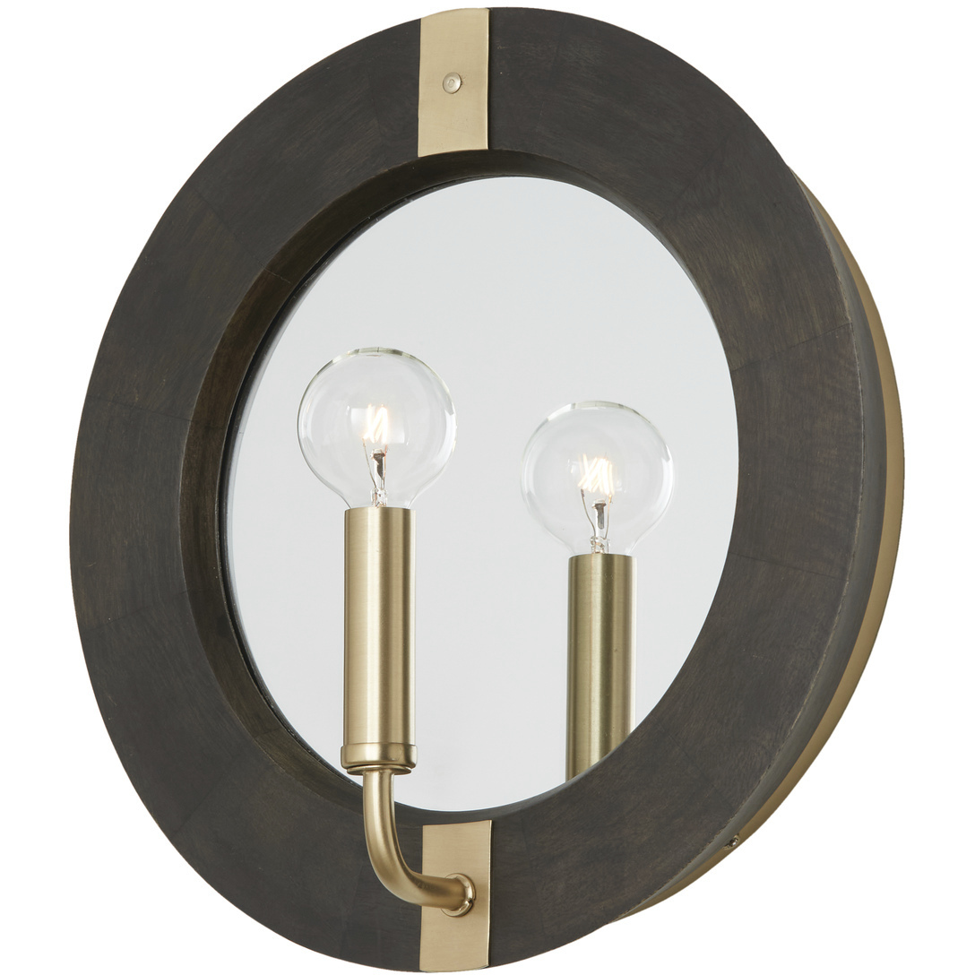 Finn 1 Light 12 inch Black Stain and Matte Brass Sconce Wall Light
